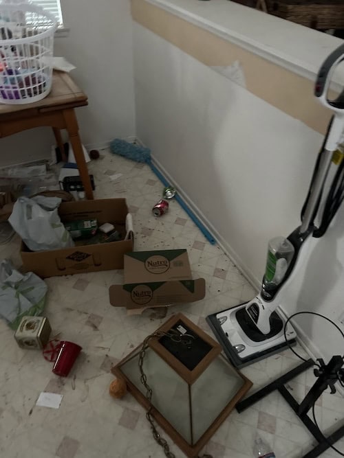 Inside view of a neglected home in Southern California before being purchased as-is by Ruiz Home Buyers.